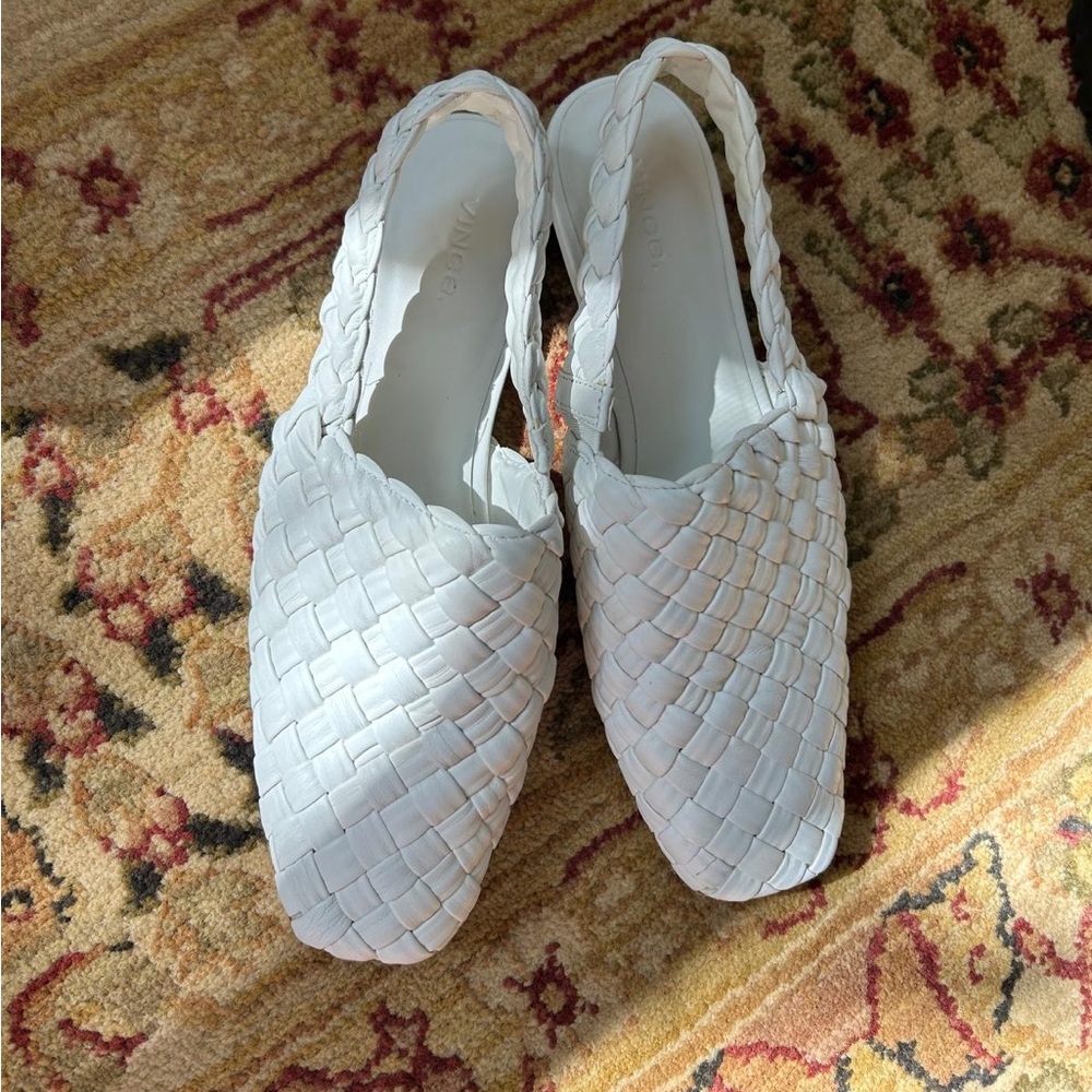 Vince Cadot White Woven Leather Mules Size 9.5 - Picture 2 of 4